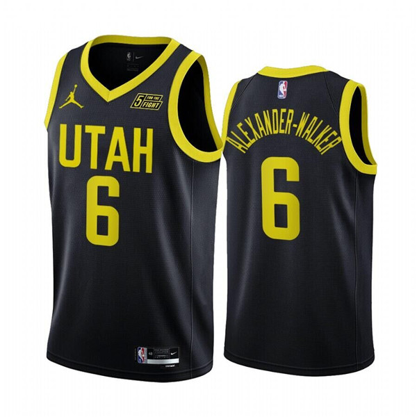 Men's Utah Jazz #6 Nickeil Alexander-Walker Black 2022/23 Association Edition Stitched Basketball Jersey